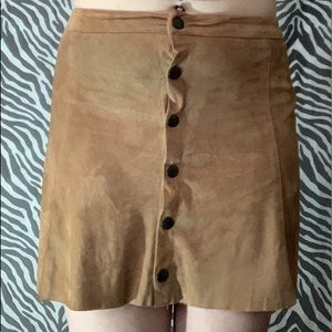 brown faux suede skirt